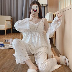 임산부 잠옷 임부잠옷 수유잠옷 임산부잠옷 수유복 홈웨어 3 개대 100 면 출산 간호