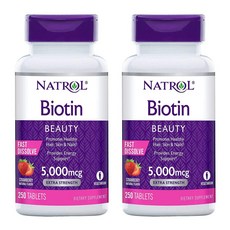 Natrol Biotin 5000mcg 나트롤 비오틴 250정 2팩, 1개