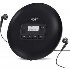 Puersit Portable CD Player CD 204 안티 스킵/쇼크 방지 퍼스널 컴팩트 CD 플레이어 배터리 탑재 CD 워크맨(성인 학생용 LC, 단일옵션, 단일옵션