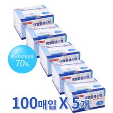 대일 알콜스왑 100p x5개입 이소프로판올70% 소독솜 알콜솜, 5개, 100개입 - 이소프로판올