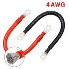 실리콘케이블 / 4AWG / 25SQ / 양쪽 구리터미널 / 5000가닥 구리선 / 전원 케이블 / 적정전류 180A, 4AWG 블랙 30CM, 1개