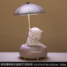 남자 별이총총한하늘 구식의 산타클로스 인 작은선물 생일 눈꽃 사람을 보내다 성탄 크리스마스트리, 갈색 고양이 뮤직박스 야간등 ( 배터