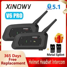 헬멧블루투스 인터콤 오토바이 바이크 블랙박스 XINOWY V6 PRO 블루투스 헬멧 헤드셋 1200M 인터폰 커뮤니케이터 6 라이더 음악 플레이어 방수, 4)2 개 V6 PRO TYPEC, 4)2 PCS V6 PRO TYPEC, 2개