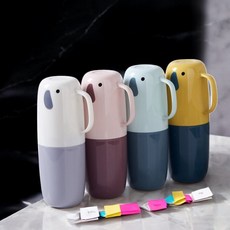 통 케이스 세트 휴대용 컵 세면도구 품 칫솔 여행용 양치, 휴대용 양치컵E 핑크, 1개