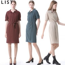 [리스트(LIST)] 지적인 카라 버튼 스트랩 원피스 (택가격 238000원)