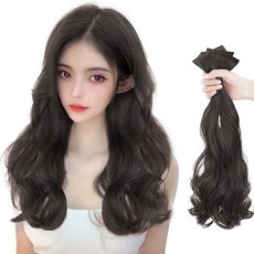 붙임머리 엔디롱 웨이브 부분 가발 3피스 세트 네츄럴블랙50cm 1세트, 네츄럴블랙40cm * 1세트, 1개 - 긴머리피스