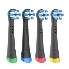 전동 칫솔 교체 브러시 헤드 Oral-B iO 3 4 5 6 7 8 9/10 시리즈와 호환 가능 Oral-B iO 전동 칫솔용, Black-4Pack, 1개