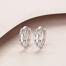 다이나토리 925silver 14k 도금 원터치 큐빅 귀걸이 2color