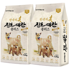 진도예찬 강아지 진돗개 대형견 대용량 건식 사료, 진도예찬 플러스 15kg(7.5kg+7.5kg), 15kg, 2개 - 진도예찬