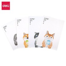 deli 득 력 (deli) 12 권 A5 / 40 장 발아 펫 가족 봉제 선 소프트 카피 본 학생 교실 숙제 노트 휴대 수첩 카툰 일기장 FA 540