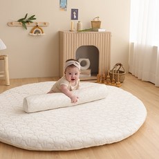 듀라론 냉감 아이싱 아기 원형러그 2size, 베이지 비비곰