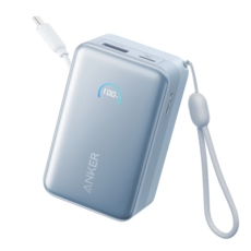 앤커 나노 파워뱅크 10000mAh 45W 보조배터리 고속충전 기내반입 C타입 케이블 일체형 아이폰 노트북 갤럭시, 블루, A1638