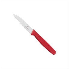 스위스 빅토리녹스 5.0431 라운드 톱니 과도 빨강색 칼날 길이 80mm 과일 야채 채소 업소용 가정용, 1개