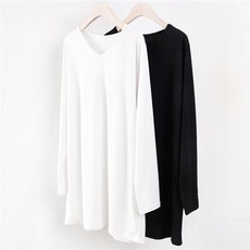 아이우먼 빅사이즈사랑해요 w076L012 심플 루즈 브이 티 WW
