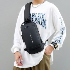 숄더 크로스백 슬링백 백팩 여행 휴대용 숄더백 메신저백 보조가방, 블랙, 1개