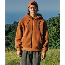 볼컴 로고 플리스 후드 집업카멜
