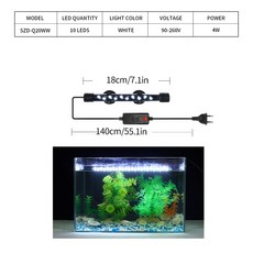 LED 수족관 조명 식물 성장 램프 방수 어항 90-260V 18-58cm, 09 18cm White light, 02 미국 플러그