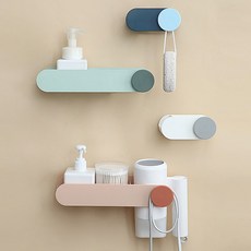 버튼 디자인 거실 욕실 벽 타일 부착 무타공 헤어 드라이기 걸이 홀더 선반 수납 거치대, 드라이기 홀더 연핑크