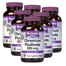 블루보넷 크롬 피콜리네이트 500mcg Bluebonnet Chromium Picolinate, 6개, 100정