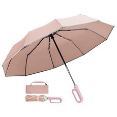 TradMall 여행용 우산 280T 패브릭 방풍 자동 휴대용 컴팩트 접이식 우산 반사 스트라이프 포함 여성 및 남성용 다크 그레이
