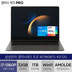 삼성전자 갤럭시북3 프로 NT940XFG-KD72G i7 32GB 1TB WIN11 Home, 코어i7, 그라파이트