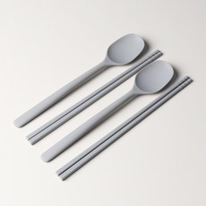 [파격사은품] 실리담 실리콘 수저 2인세트, 연그레이, 1세트, 2인수저 연그레이, 1개