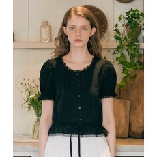 8월 26일 배송 로라로라 ROLAROLA FRILL SHIRRING BLOUSE BLACK