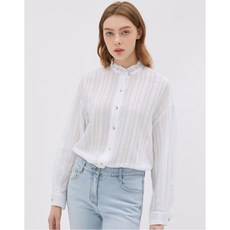 바네사브루노 아떼 20SS [이태리 소재] 블루 러플넥 실크혼방 블라우스 VLBL0B215B1
