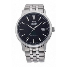 Orient 남성용 Bambino 41mm 스틸 팔찌 & 케이스 사파이어 크리스탈 오토매틱 블랙 다이얼 시계 RA-AC0F01B10B