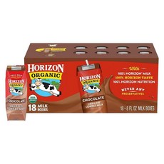 Horizon Shelf-Stable 1% Low Fat Milk Boxes Chocolate 호라이즌 상온보관 1% 로우 팻 밀크 초콜릿 우유, 108개, 236ml