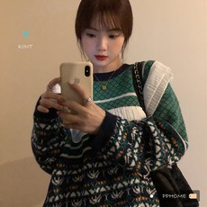 클래식 귀기 KINT 보이핏 볼륨 스웨터 복고도 비우다 여성