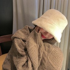 여성 겨울 소프트 퍼 버킷햇 벙거지 모자