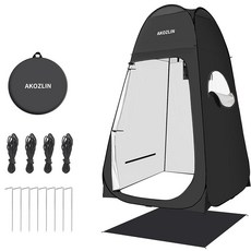 AKOZLIN 1.8m6.2피트 휴대용 팝업 샤워 텐트 매트 포함 즉각적인 프라이버시 드레싱 교체 텐트 야외 샤워실 캠프 화장실 텐트 길이 119.9cm47인치 x 너비 119.9