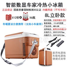 차량용 냉장고 소형 휴대용 캠핑용 캠핑 냉온장고 음료수, 8L갈색수직디지털디스플레이12V220V