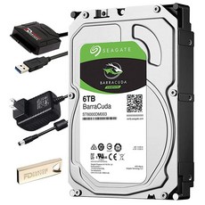 Fantom Drives FD 6TB 내장 하드 드라이브 업그레이드 키트 시게이트 바라쿠다 포함ST6000DM003 5400RPM 256MB 캐시 - 씨게이트barracuda5400rpm256mb