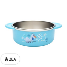 릴팡 겨울왕국2 프로즌올라프 안전핸들 논슬립 스텐 대접, 혼합 색상, 2개