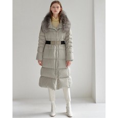 헤지스 여성 19FW 카키그레이 벨트 롱 다운점퍼 HSJU9D771G2