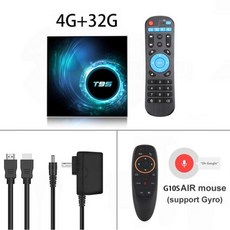 셋톱박스 T95 안드로이드 TV 박스 블루투스 5.0 2.4g 5g 와이파이 128g 3D 보이스 16g 32GB 64GB 4k 쿼드 코어 셋톱 박스 미디어 플레이어, Au 플러그_4G 32G G10S - 4k미디어플레이어