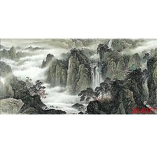 국화 산수화 고산 유수 거실 사무실 회의실 중국식 인테리림 D6077, 33-6077 견본 （가능 벽 스티커 위 ）