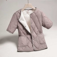 여성용 반팔패딩 다운 재킷 중년 오리털 골프 브이넥