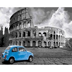 DIY 명화그리기 키트 캔버스 아크릴 특대형 60x75cm 이탈리아 로마 풍경, 60x75cm diy frame, 99223