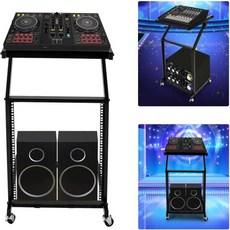 프로페셔널 12U 오디오 믹서 스탠드 랙 마운트 DJ 장비 데스크 스튜디오 케이스 롤링 카트 스테이지 앰프 블랙 (12U), 16U