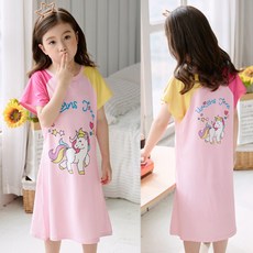 [당일배송] 유니콘 사계절 잠옷 반팔 원피스