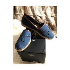 171010 In 박스 코치 Patched 데님 슬립온 스니커즈 Espadrilles US 7