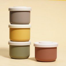 비비또 착착 실리콘 이유식보관용기, 180ml, 올리브 그레이+아메리카노 그레이+골든 크림+핑크 브라운, 4개