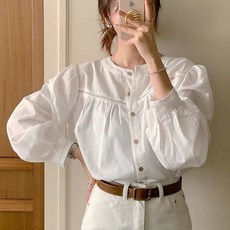 [BINIWU]데님셔츠 블록 펀칭 코디 셔츠