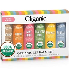 Cliganic USDA 오가닉 립밤 세트 100 % 천연 립 버터 6 종, 상세페이지참조, 상세페이지참조