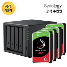  시놀로지 나스 정품 DS423+ NAS 4베이 HDD 씨게이트 아이언울프 패키지, DS423+ 6TB x 4 