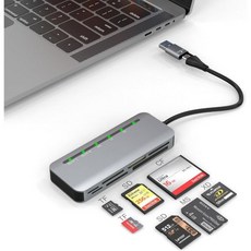 메모리 스틱 프로 듀오 어댑터 USB C A SD SDXC SDHC/TF/CF/XD/소니 및 USB3.0 5Gbps 듀얼 커넥터 읽기 5장 동시 제공, SD/TF/CF/XD/MS Card Reader, 1개