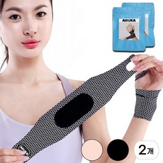 아루카 가볍고 얇은 여성 손목 보호대 팔목 스트랩 압박 밴드 아대, 슬림 블랙, 2개